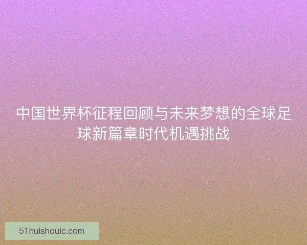 中国世界杯征程回顾与未来梦想的全球足球新篇章时代机遇挑战